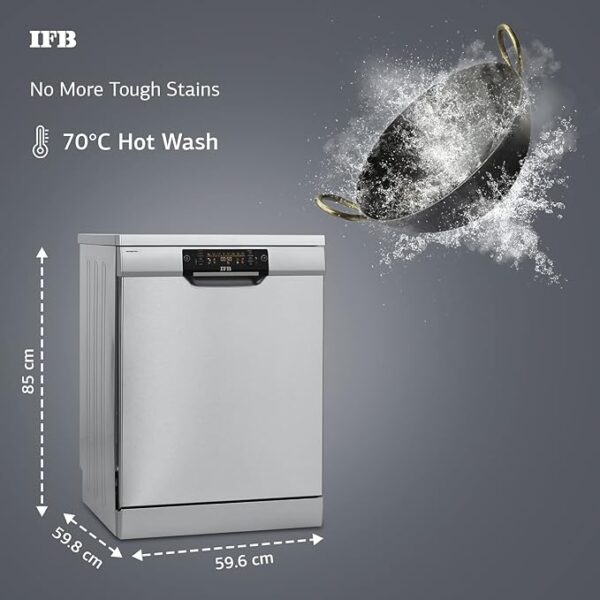IFB 16 Place Settings Ã¢â‚¬Å½Hot water wash Free Standing Dishwasher (Neptune SX2, Pearl Grey, In Built Heater with Turbo Drying, Perfect for Indian Utensils) - Image 5
