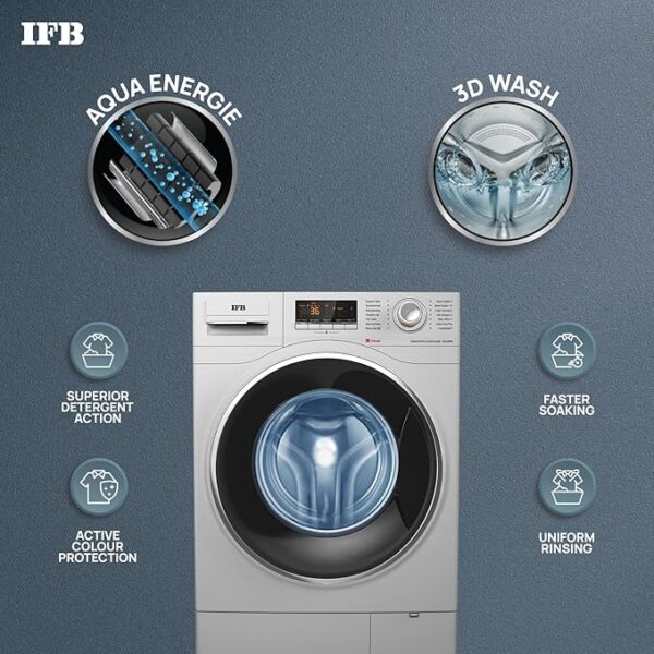 IFB 8 Kg 5 Star Front Load Washing Machine 2X Power Steam (SENATOR PLUS SXS 8014, Silver, In-built Heater, 4 years Comprehensive Warranty) - Image 3