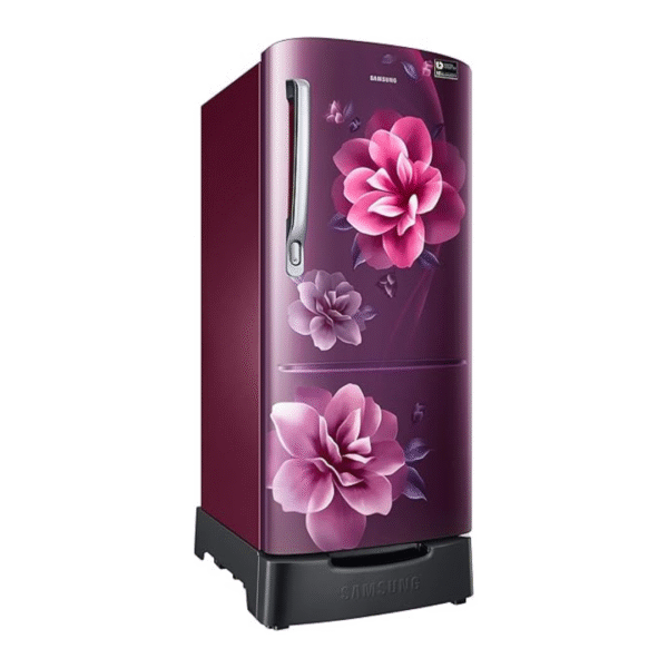 Samsung 183 L, 5 Star, Digital Inverter, Direct-Cool Single Door Refrigerator (RR20D2825CR/NL, Red, Camellia Purple, Base Stand Drawer) - Image 3