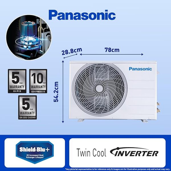 Panasonic 1.5 Ton 5 Star Wi-Fi Inverter Smart Split AC (Copper Condenser, 7 in 1 Convertible with True AI Mode, 4 Way Swing, PM 0.1 Air Purification Filter, CS/CU-VU18AKYF, White) - Image 3