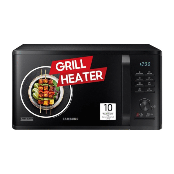 Samsung 23 L Grill Microwave Oven (MG23A3515AK/TL, Black, Various Auto Cook Programs, Keep Warm, Quick Defrost, LED Display, Ceramic Enamel Cavity, Wire Rack with 10 year warranty)
