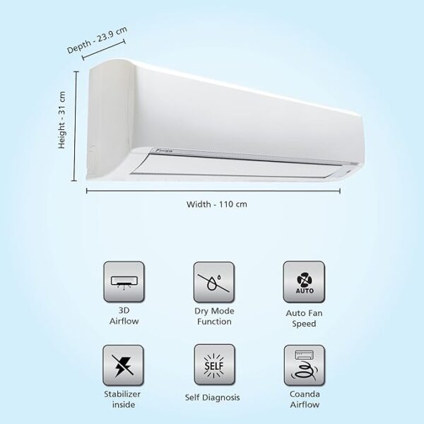 Daikin 2.02 Ton 3 Star, Inverter Split AC (Copper, PM 2.5 Filter, 2022 Model Model, FTKL71UV16, White) - Image 5