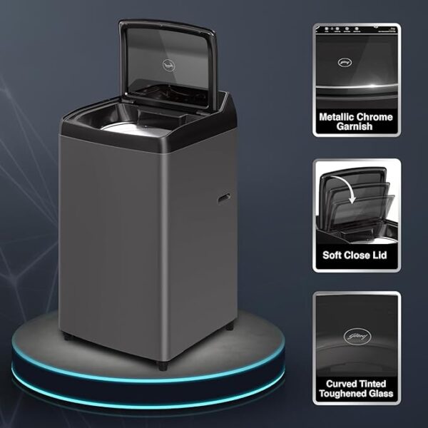 Godrej 8 Kg 5 Star Zero Pressure Technology Fully-Automatic Top Load Washing Machine Appliance (WTEON VLVT 80 5.0 FDTN MTBK, Metallic Black, With 26 Flexi Wash Programs) - Image 7