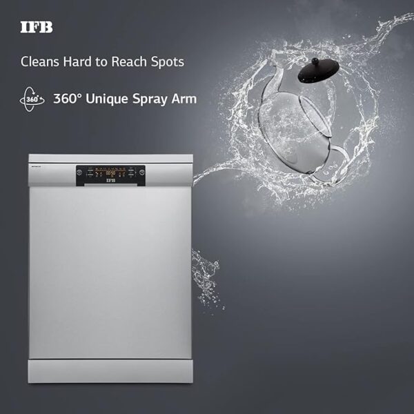 IFB 16 Place Settings Ã¢â‚¬Å½Hot water wash Free Standing Dishwasher (Neptune SX2, Pearl Grey, In Built Heater with Turbo Drying, Perfect for Indian Utensils) - Image 4