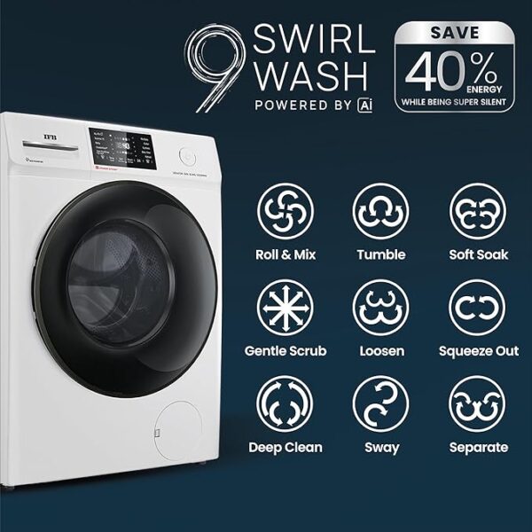 IFB 8 Kg 5 Star Powered by AI with 9 Swirl Wash, WiFi, Fully Automatic Front Load Washing Machine (Senator GXN 8012, Steam Refresh Program with Eco Inverter, Grey) - Image 8