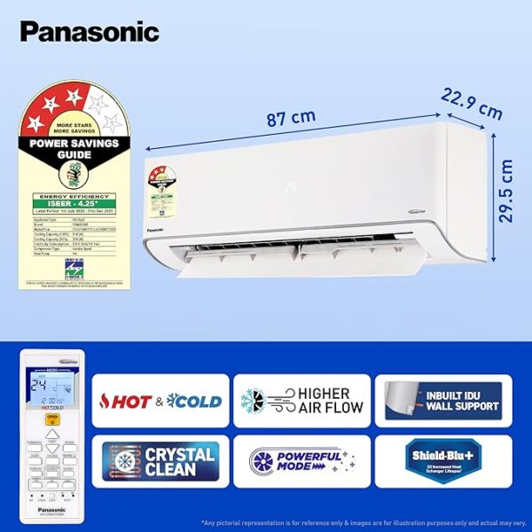 Panasonic 1.5 Ton 3 Star Hot & Cold Inverter Split AC (Higher Airflow, -7~55 Deg. C Operation, Copper Condenser, 7in1 Convertible, 2-Way Swing, PM 0.1 Filter, CS/CU-EZ18BKYF, White) - Image 5
