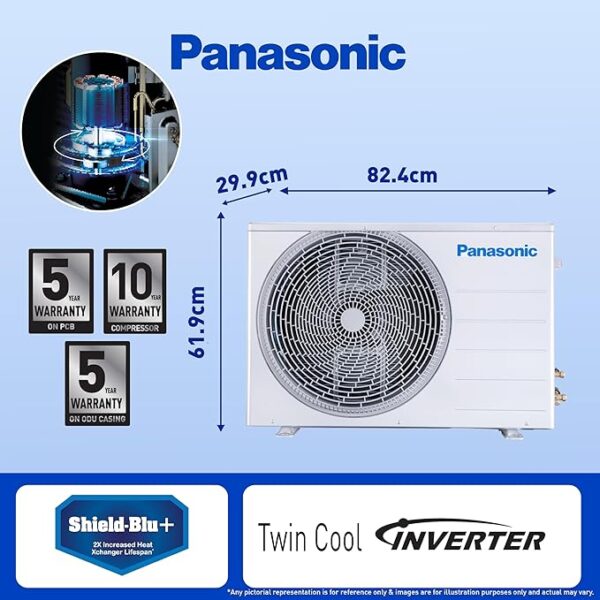 Panasonic 2 Ton 3 Star Hot and Cold Wi-Fi Inverter Smart Split AC (Copper Condenser, 7 in 1 Convertible with True AI Mode, PM 0.1 Air Purification Filter, CS/CU-KZ24AKYF, 2024 Model, White) - Image 3