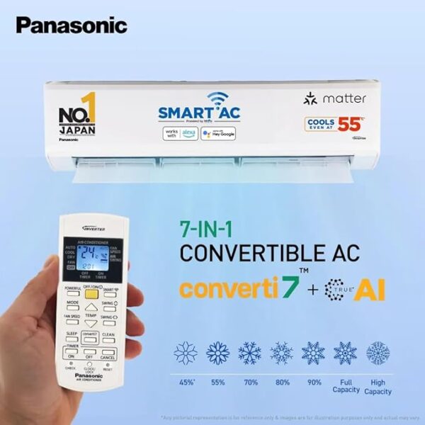 Panasonic EU 7 in 1 Convertible 1.5 Ton 5 Star Inverter Split Smart AC (100% Copper Condenser, CS/CU-EU18BKY5XFM), 55Â°Tested, PM0.1 Filter, Ag Clean, 4Way Swing, High CFM & Eco tough Outdoor - Image 6