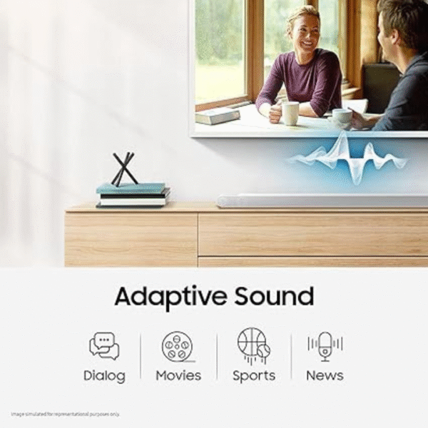 Samsung Q-Symphony Soundbar (HW-Q600C/XL), USB, Bluetooth with 3.1.2 Channel, Wireless Subwoofer, and 2 Up-Firing Speakers, Dolby Atmos Music (Black) - Image 5