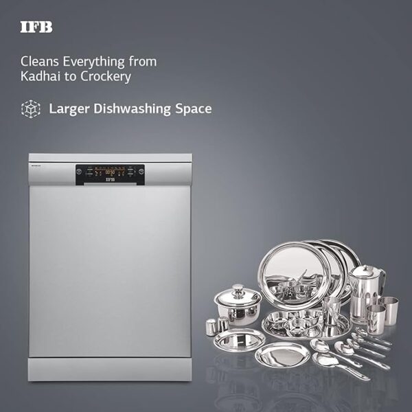 IFB 16 Place Settings Ã¢â‚¬Å½Hot water wash Free Standing Dishwasher (Neptune SX2, Pearl Grey, In Built Heater with Turbo Drying, Perfect for Indian Utensils) - Image 3