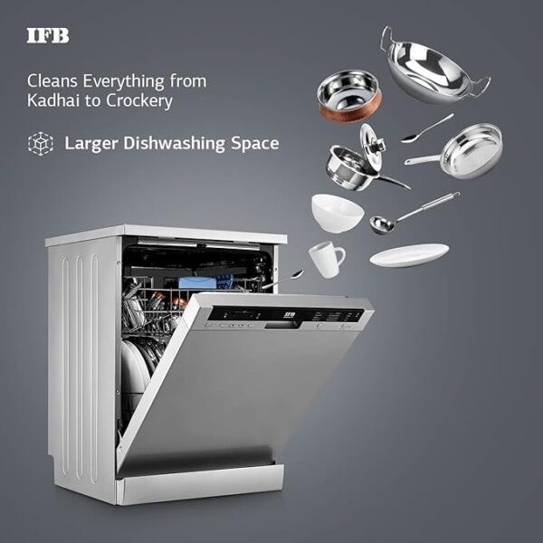 IFB Neptune VX Fully Electronic Dishwasher (12 Place Settings, Dark Silver) - Image 3