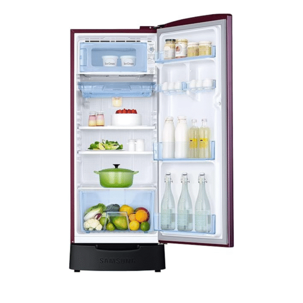 Samsung 183 L, 5 Star, Digital Inverter, Direct-Cool Single Door Refrigerator (RR20D2825CR/NL, Red, Camellia Purple, Base Stand Drawer) - Image 5