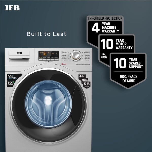 IFB 8 Kg 5 Star Front Load Washing Machine 2X Power Steam (SENATOR PLUS SXS 8014, Silver, In-built Heater, 4 years Comprehensive Warranty) - Image 6
