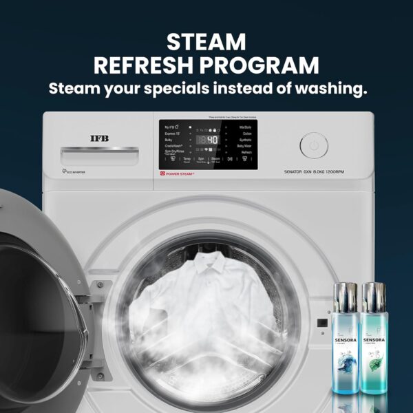 IFB 8 Kg 5 Star Powered by AI with 9 Swirl Wash, WiFi, Fully Automatic Front Load Washing Machine (Senator GXN 8012, Steam Refresh Program with Eco Inverter, Grey) - Image 6