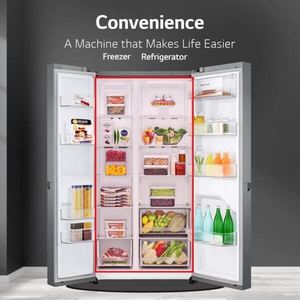 LG 688 L Frost Free Smart Inverter Side-by-Side Refrigerator (GC-B257KQDV, Dark Graphite Steel | Multi Digital Sensors and Express Freezing) - Image 8