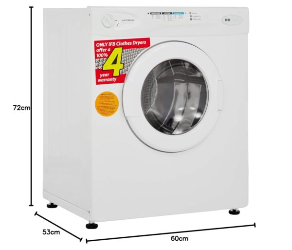IFB 5.5 Kg Fully-Automatic Front Load Dryer (Turbo Dry, All Weather Drying, White) - Image 8