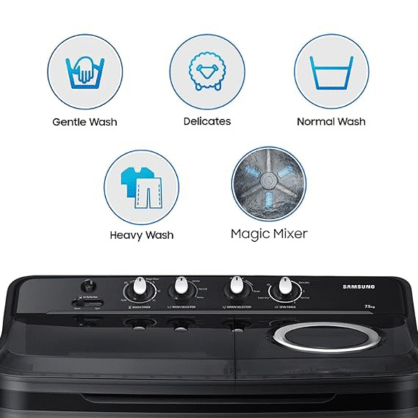Samsung 7.5 Kg 5 Star Semi Automatic Top Load Washing Machine (WT75B3200GD/TL,DARK GRAY) - Image 9