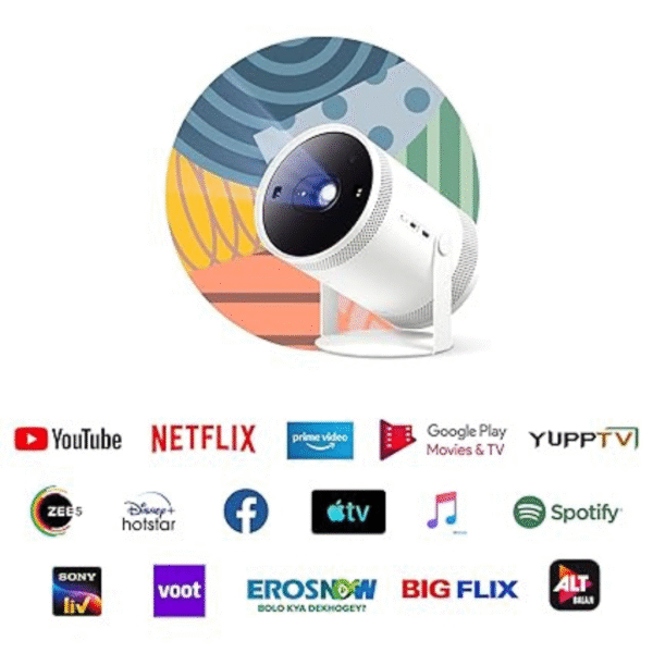Samsung The Freestyle 100" Smart and Compact Portable LED Projector with in-Built OTT Apps (SP-LSP3BLAXXL, HDR10, Wi-Fi, 360 Sound, 180 Degree Projection Angle, Auto Focus & Auto Key Stone, White) - Image 9