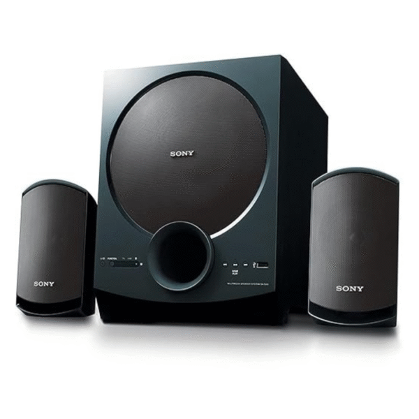 Brand Sony Speaker Maximum Output Power 60 Watts Connectivity Technology Bluetooth Audio Output Mode	Stereo Mounting Type	Floor Standing About this item 2.1 channel multimedia speakers, USB and audio-in playback Enjoy powerful bass with large sub-woofer and 60W output. Centre Speaker Frequency Response : 40Hz-150Hz Enjoy wireless music with mobile through Bluetooth streaming Designed for use with TVs, PCs and music players USB port for easy connectivity Stylish black gloss speaker finish Supplied with remote control