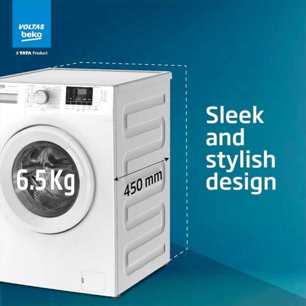 Voltas Beko, A Tata Product 6.5 Kg 5 Star Fully Automatic Front Loading Washing Machine (2023 Model, WFL6512B7CUSKA/WXV, White, In-Built Heater) - Image 10