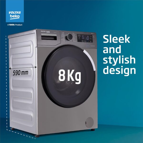Voltas Beko 8.0kg, Inverter, 5 Star Front Load Washing Machine (WFL8014VTAP, Anthracite), Auto Dosing,Stain Expert - Image 11