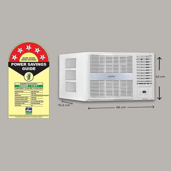 Voltas 1 Ton, 5 Star, Inverter Window AC (Copper, 2-in-1 Adjustable Mode, 2023 Model, 125V Vertis Pearl, White) - Image 2