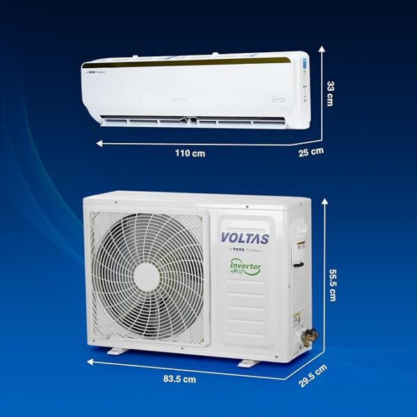 Voltas 1.5 Ton, 5 Star, Inverter Split AC (Copper, 5-in-1 Adjustable Mode, Anti-dust Filter, 2024 Model, 185V Vertis Smart Elite Gold, White) - Image 2