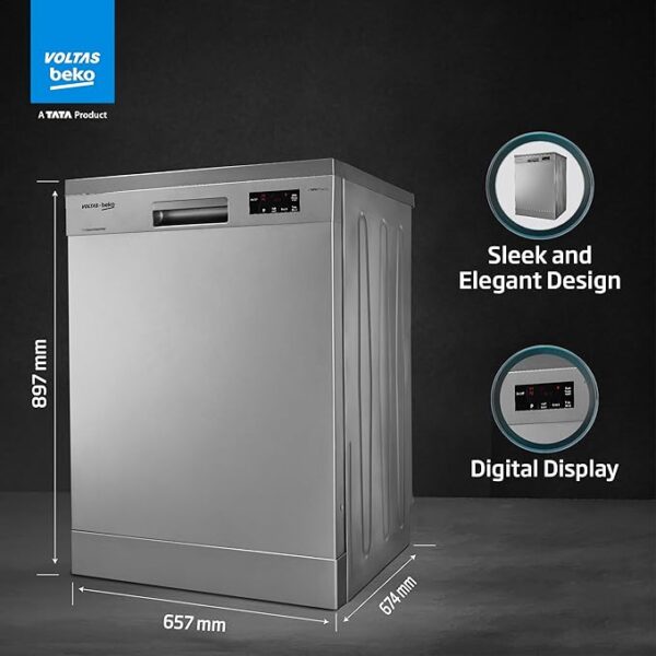 Voltas Beko 14 Place Setting Dishwasher, AquaFlex, AquaIntense (DF14S2,Silver), Free 1 Year Extended warranty - Image 2