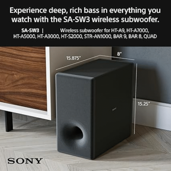 Sony Sa-Sw3 200W Wireless Subwoofer for Ht-A9 & Ht-A7000 (Black) - Image 2