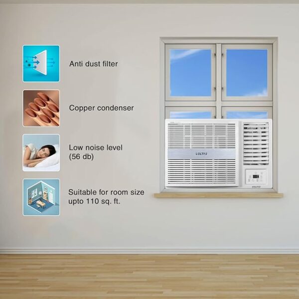 Voltas 1 Ton, 5 Star, Inverter Window AC (Copper, 2-in-1 Adjustable Mode, 2023 Model, 125V Vertis Pearl, White) - Image 3
