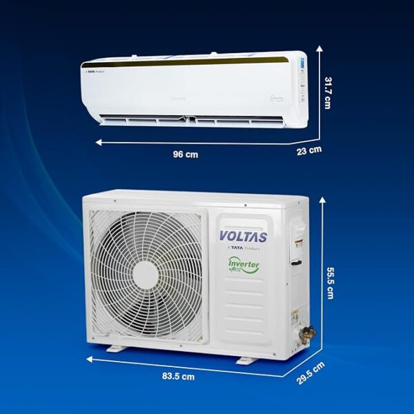 Voltas 1.5 Ton 3 Star Inverter Split AC (Copper, 5-in-1 Adjustable Mode, Anti-dust Filter, 183V Vertis Smart Elite Gold, White) - Image 3