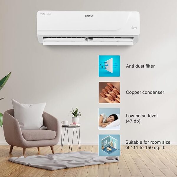 Voltas 1.5 Ton 3 Star, Inverter Split AC(Copper, 4 in 1 Adjustable Cooling, Anti-dust Filter, 183V Vectra Platina, White) - Image 3