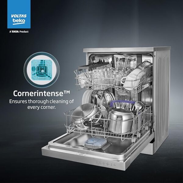 Voltas Beko 14 Place Setting Dishwasher, AquaFlex, AquaIntense (DF14S2,Silver), Free 1 Year Extended warranty - Image 3