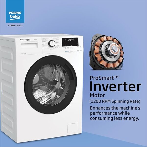 Voltas Beko 8.0kg, Inverter, 5 Star Front Load Washing Machine (WFL8012VTWA, White),Stain Expert - Image 3