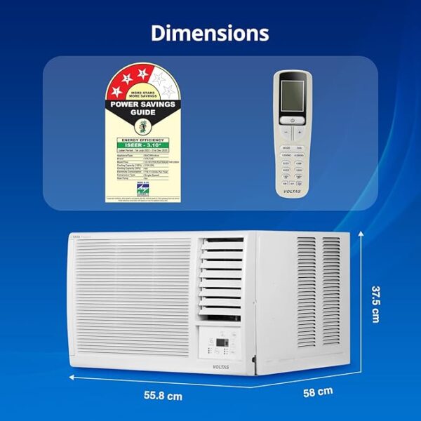 Voltas 1 Ton 3 star Fixed Speed Window AC (Copper, Sleep Mode, Memory Restart, Anti Dust Filter, 123 Vectra Platina, White) - Image 3