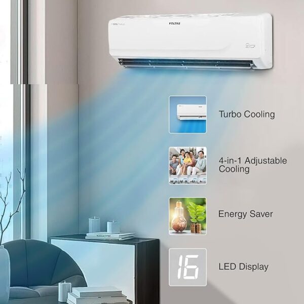 Voltas 1.5 Ton 3 Star, Inverter Split AC(Copper, 4 in 1 Adjustable Cooling, Anti-dust Filter, 183V Vectra Platina, White) - Image 4