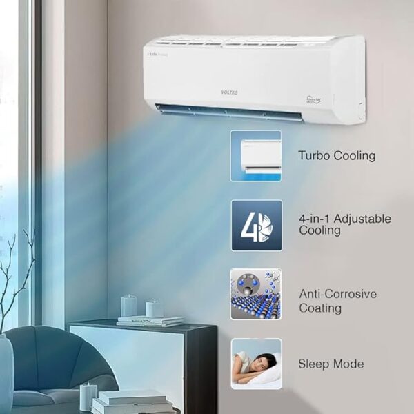 Voltas 1.5 Ton 3 Star, Inverter Split AC(Copper, 4-in-1 Adjustable Mode, Anti-dust Filter, 183V Vectra Pride, White) - Image 3