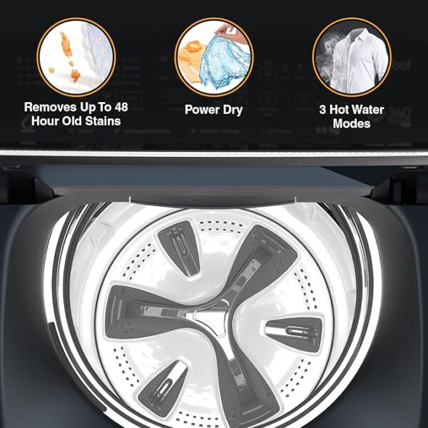 Whirlpool 9 Kg 5 Star Bloomwash Pro Fully-Automatic Top Loading Washing Machine - Built In Heater (360 BW PRO H 9.0 MIDNIGHT GREY 10YMW) - Image 4
