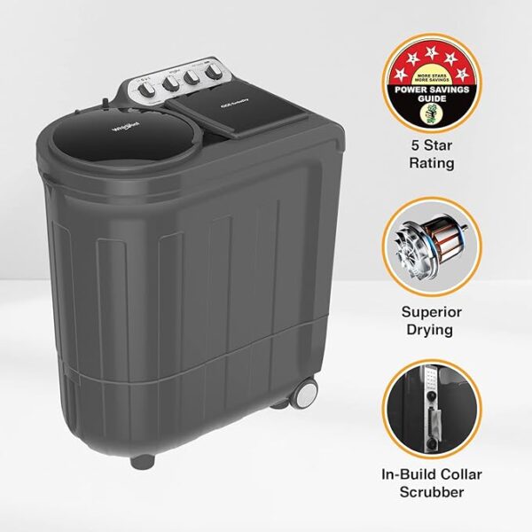 Whirlpool 9kg 5 Star Semi-Automatic Top Loading Washing Machine (Ace 9.0 Grey Dazzle, 10Yr -NH, 10 Min Quick Drying, Turbo dry Technology) - Image 4