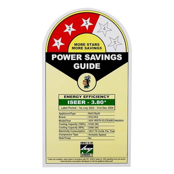 Voltas 1.5 Ton 3 Star, Inverter Split AC(Copper, 5-in-1 Adjustable Mode, Anti-dust Filter, 2024 Model,183 V VERTIS ELITE, White) - Image 5