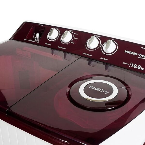 Voltas Beko 10 Kg 5 Star Semi Automatic Top Load Washing Machine WTT10/UCABRSSWH4PTD, Burgundy) - Image 5
