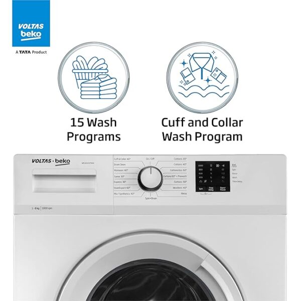 Voltas Beko 6.0kg. Inverter, 5 Star Front Load Washing Machine (WFL6010VPWW, White) - Image 5