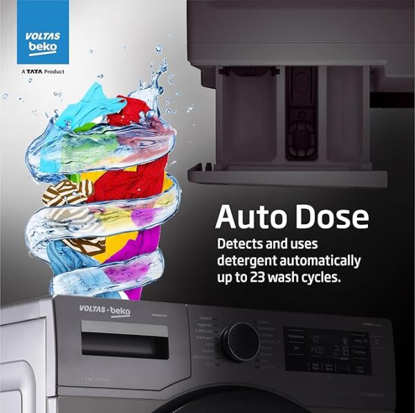 Voltas Beko 8.0kg, Inverter, 5 Star Front Load Washing Machine (WFL8014VTAP, Anthracite), Auto Dosing,Stain Expert - Image 5