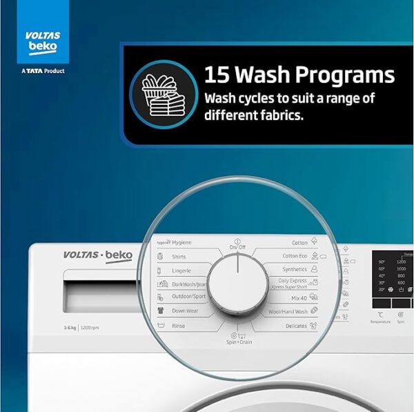 Voltas Beko, A Tata Product 6.5 Kg 5 Star Fully Automatic Front Loading Washing Machine (2023 Model, WFL6512B7CUSKA/WXV, White, In-Built Heater) - Image 5