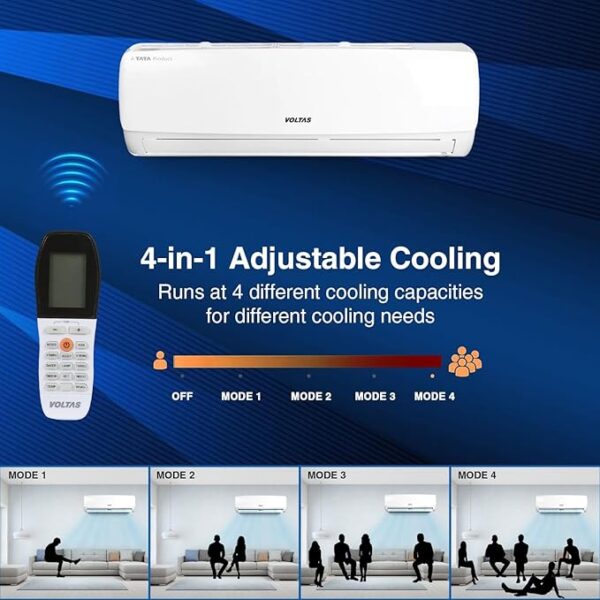 Voltas 1 Ton 3 Star Adjustable Inverter Split AC(Copper, 123V Vectra Elegant, 4-in-1 Adjustable Mode, White) - Image 5