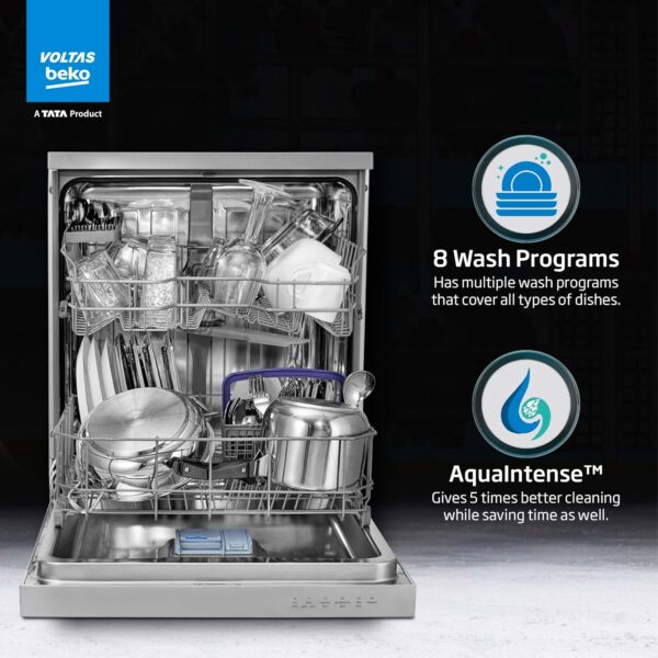 Voltas Beko 14 Place Setting Dishwasher, AquaFlex, AquaIntense (DF14S2,Silver), Free 1 Year Extended warranty - Image 6