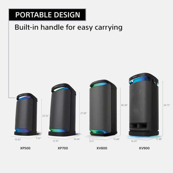 Sony SRS-XV900 X-Series Wireless Portable-Bluetooth Party-Speaker with 25 Hour-Battery, Built in Handle and Wheels (Omni Directional Sound and Light, USB, BT) - Image 6