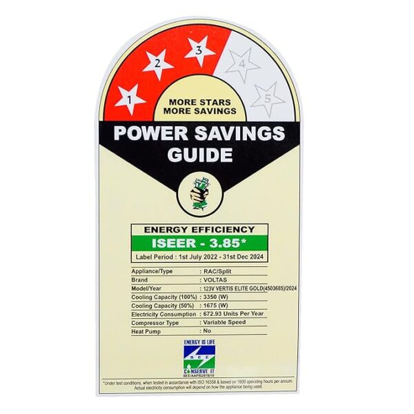 Voltas SmartAir Inverter AC, 1 Ton, 3 Star - 123V Vertis Elite Gold 2024 - Image 6