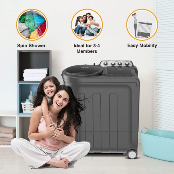 Whirlpool 9kg 5 Star Semi-Automatic Top Loading Washing Machine (Ace 9.0 Grey Dazzle, 10Yr -NH, 10 Min Quick Drying, Turbo dry Technology) - Image 6
