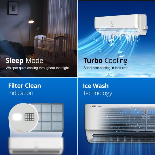 Voltas 1.5 Ton 5 Star PureAir Inverter Split AC With 4 Way Swing (Copper, 6-in-1 Adjustable Mode, Anti-dust Filter, 2023 Model, 185V Verdant Exotica, White) - Image 8